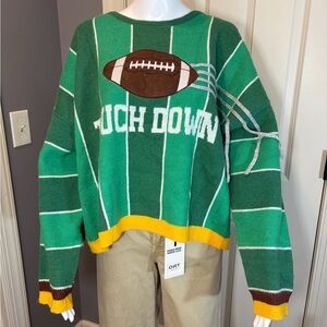 Women’s BiBi Green Football Crewneck Sweater